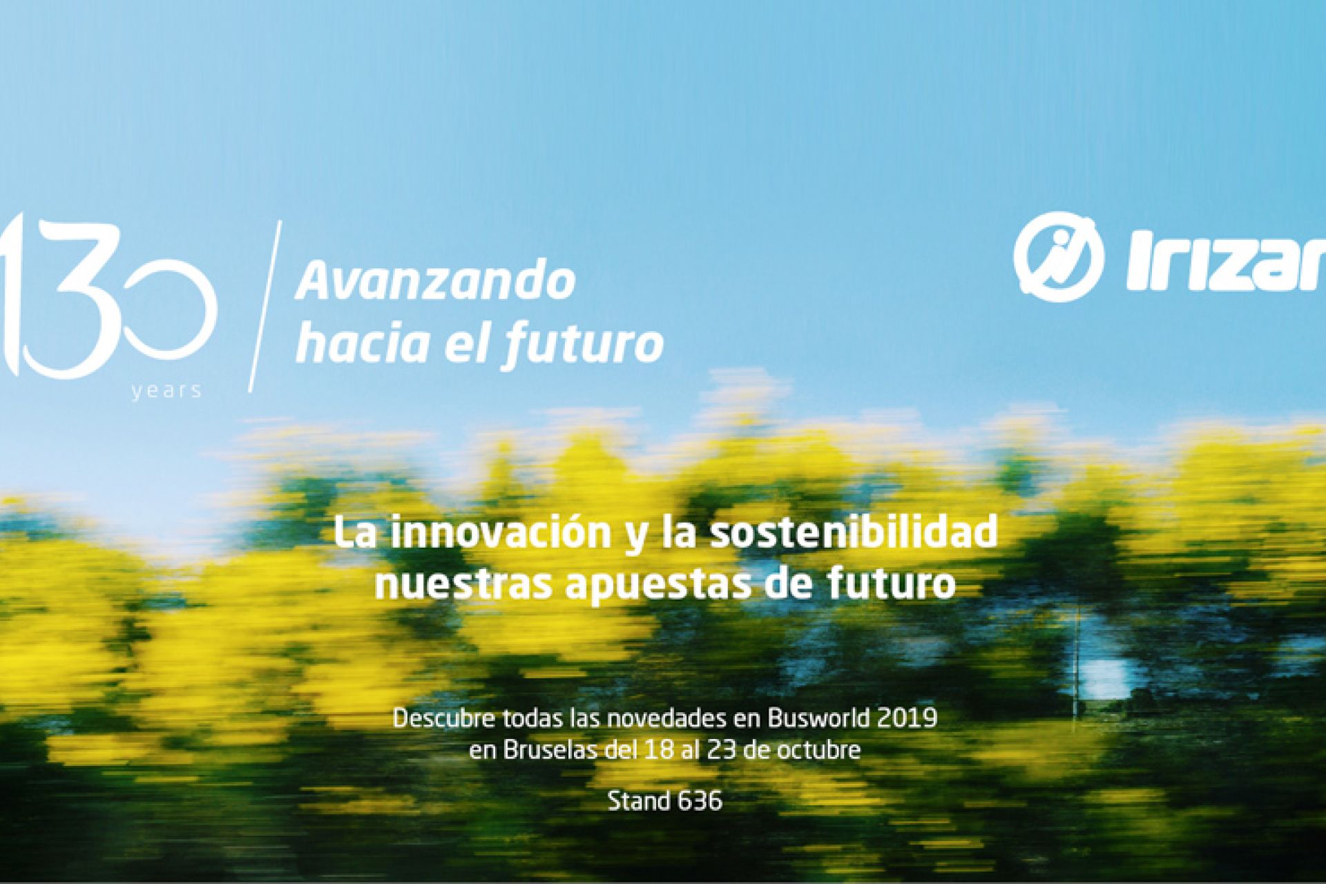 The Busworld International Bus and Coach Fair, which will take place between the 18th and 23rd of October, will feature an unprecedented display of the Irizar Group’s brand, technology and sustainability strategy